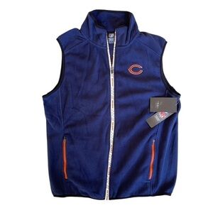 Chicago Bears NFL Team Apparel Men’s Size Medium Full Zip Fleece Blue Vest NWT